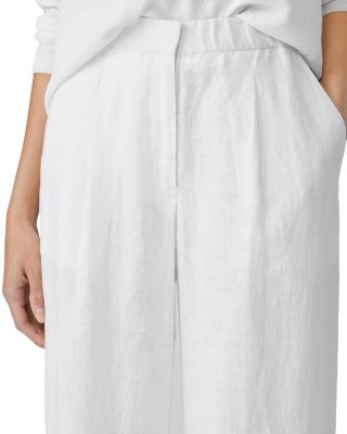 Wide Leg Pleated Front Linen Pants