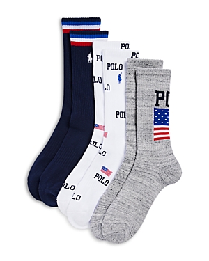 Shop Polo Ralph Lauren Half Cushion Performance Crew Socks, Pack Of 3 In Assorted