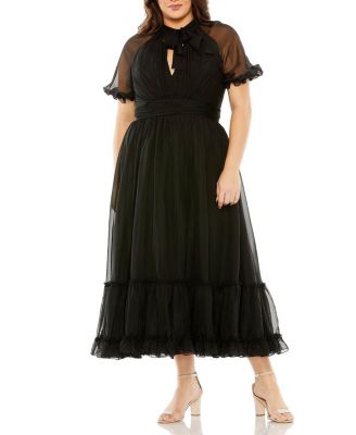 Mac Duggal - Sheer Puff Sleeve Gown