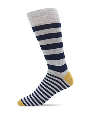 Shop The Men's Store At Bloomingdale's Striped Crew Socks - 100% Exclusive In Medium Grey
