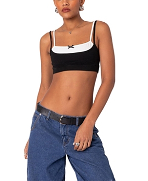 Shop Edikted Gracie Layered Bra Top In Black And White