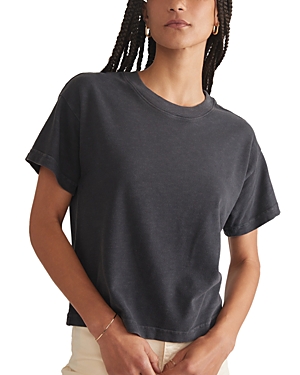 Marine Layer Slub Cotton Crop T-shirt In Soft Black