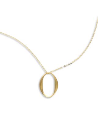 Moon & Meadow - 14K Yellow Gold Oval Ribbon Pendant Necklace, 18"