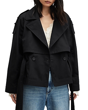 Shop Allsaints Beckette Cropped Trench Coat In Black