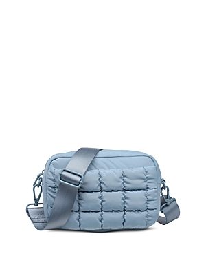 Shop Sol & Selene Quilted Medium Nylon Crossbody In Sky Blue