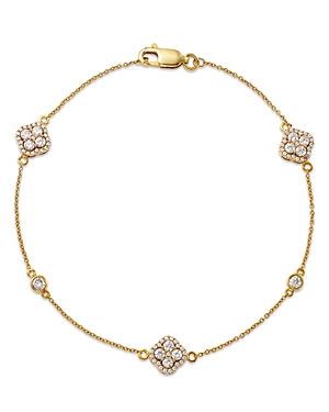 Diamond Clover Station Bracelet in 14K Yellow Gold, 0.70 ct. t.w. - 100% Exclusive