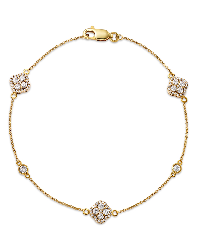 Bloomingdale's Fine Collection Diamond Clover Station Bracelet in 14K Yellow Gold, 0.70 tcw
