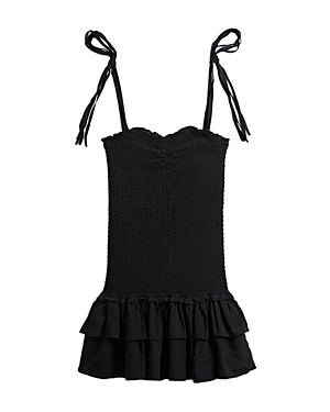 Shop Katiejnyc Girls' Meri Smocked Ruffle Dress - Big Kid In Black