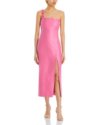 LIKELY - Ash 3D Flower One Shoulder Midi Dress