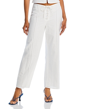 Shop Aqua Eyelet Lace Up Pants - 100% Exclusive In White