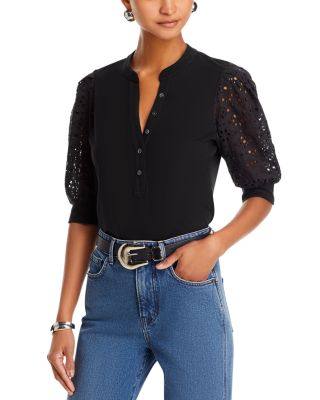 Veronica Beard Coralee Lace Sleeve Top