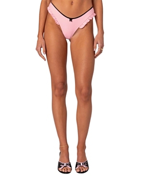 Shop Edikted Maggie Ruffled Bikini Bottom In Light Pink