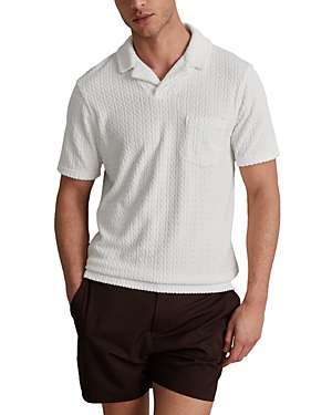 Shop Reiss Cuba Cable Towel Polo In White