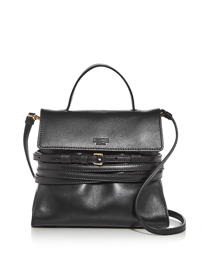 Moschino Structured Sheepskin Shoulder Bag In Black Multi