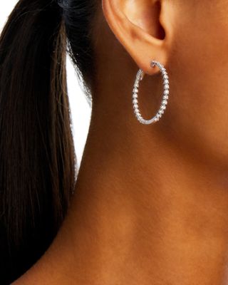 Diamond Martini Set Inside Out Hoop Earrings in 14K White Gold, 2.0 tcw