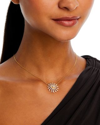 Diamond Starburst Pendant Necklace in 14K Yellow Gold, 1.45 tcw 