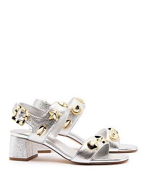 Shop Larroude Women's Madison Studded Strappy Sandals In Silver