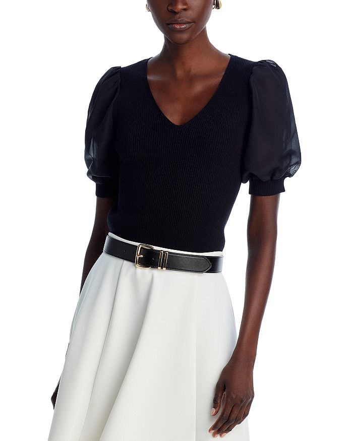 T-Tahari Stripe Sleeve Sweater