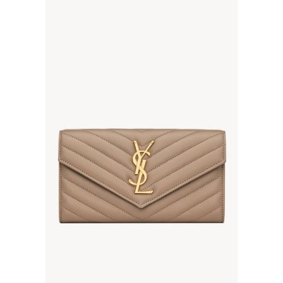 Saint Laurent Cassandre Matelasse Large Flap Wallet in Lambskin