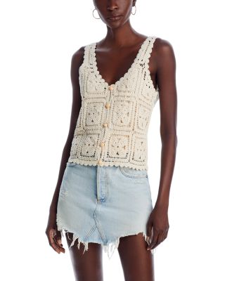 AQUA - Crochet Button Front Tank Top - Exclusive