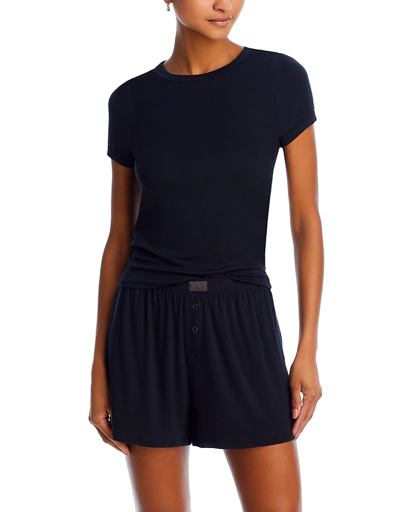 Lunya Ribbed Short Pajamas In Immersed Black