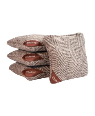 Herringbone Wool Aviator Cornhole Bags Above