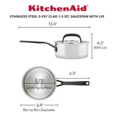 5 Ply Stainless Steel 1.5 Qt Saucepan and Lid