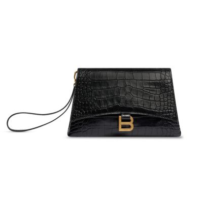 Balenciaga - Crush Medium Pouch Crocodile Embossed