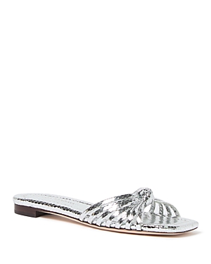 Shop Loeffler Randall Women's Izzie Knot Flat Slide Sandals In Silver