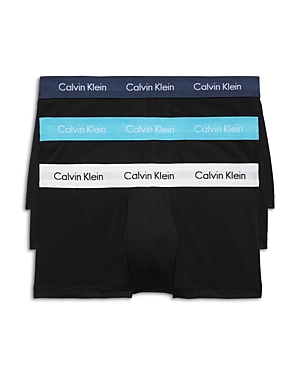 Shop Calvin Klein Cotton Stretch Moisture Wicking Low Rise Trunks, Pack Of 3 In N34 Black