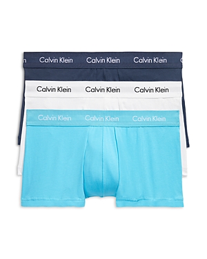 Shop Calvin Klein Cotton Stretch Moisture Wicking Low Rise Trunks, Pack Of 3 In N35 White/