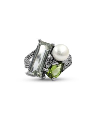 Stephen Dweck - Rockrageous Green Amethyst, Peridot & Cultured Freshwater Pearl Ring