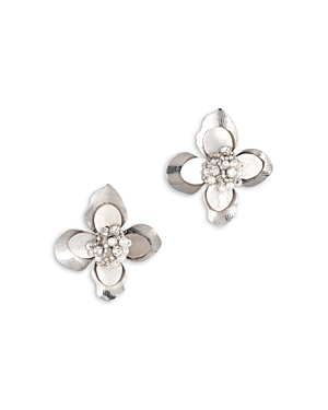 Shop Deepa By Deepa Gurnani Azura Bead & Mother Of Pearl Flower Drop Earrings In Silver/white
