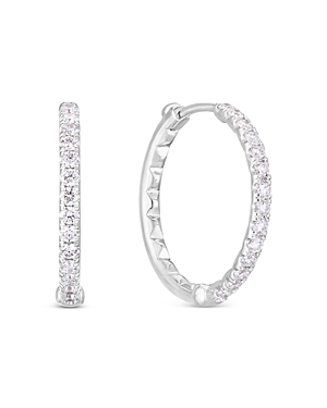 Shop Roberto Coin 18k White Gold Diamond Hoops Diamond Inside Out Hoop Earrings