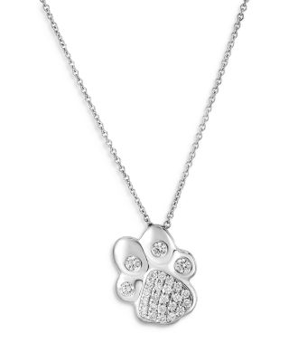 Roberto Coin - 18K White Gold Tiny Treasures Diamond Paw Pendant Necklace, 16-18"