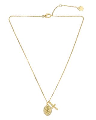 Signature Saint & Cross Charm Necklace, 17"