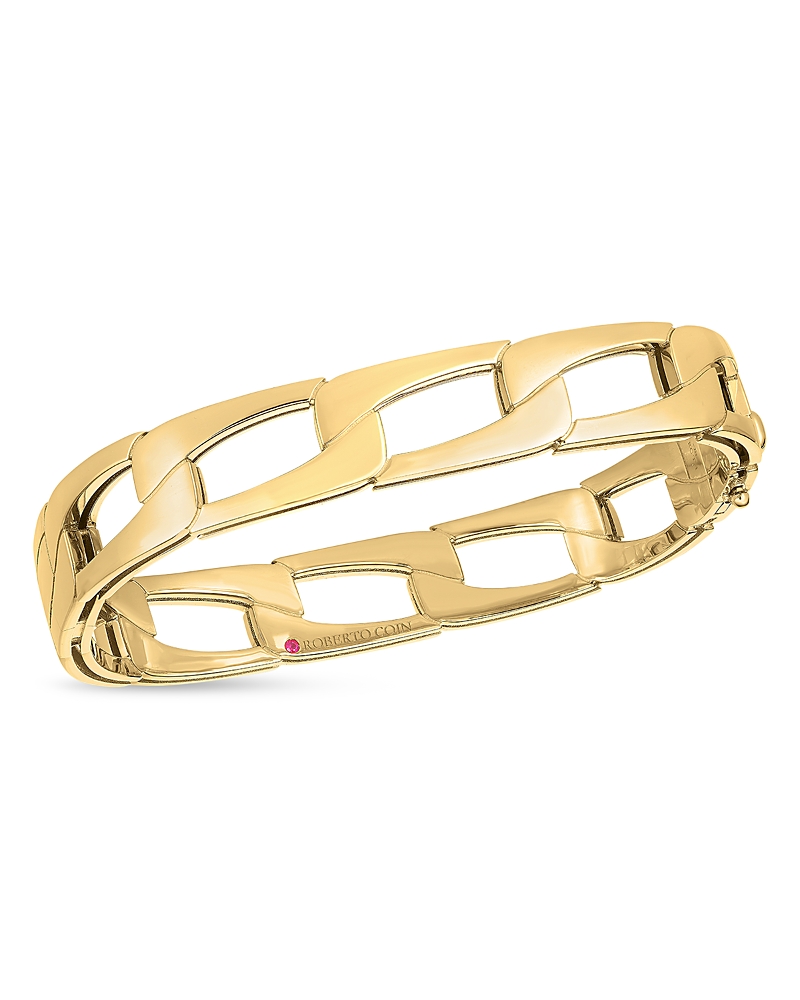 Roberto Coin 18k Yellow Gold Navarra Open Link Square Bangle Bracelet In Gold