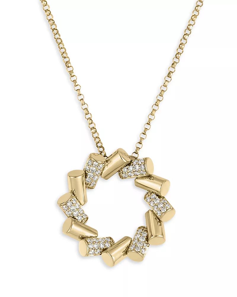 Roberto Coin 18K Yellow Gold Domino Diamond Circle Pendant Necklace, 16