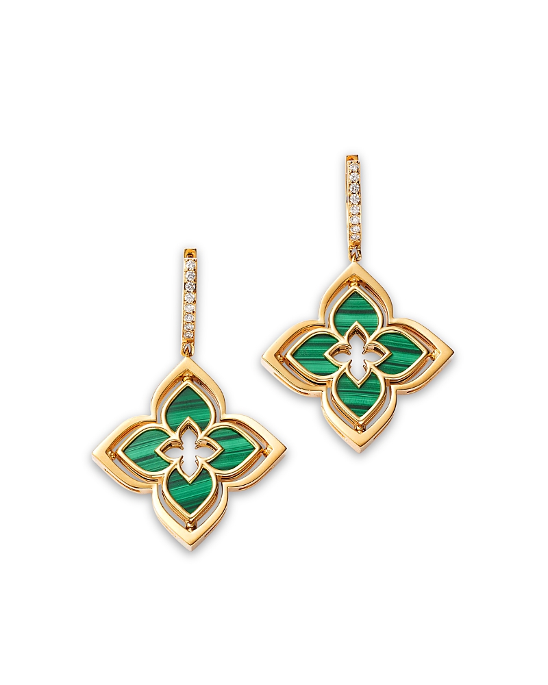 Roberto Coin 18K Yellow Gold Venetian Princess Pirouette Lapis & Diamond Reversible Flower Drop Earrings