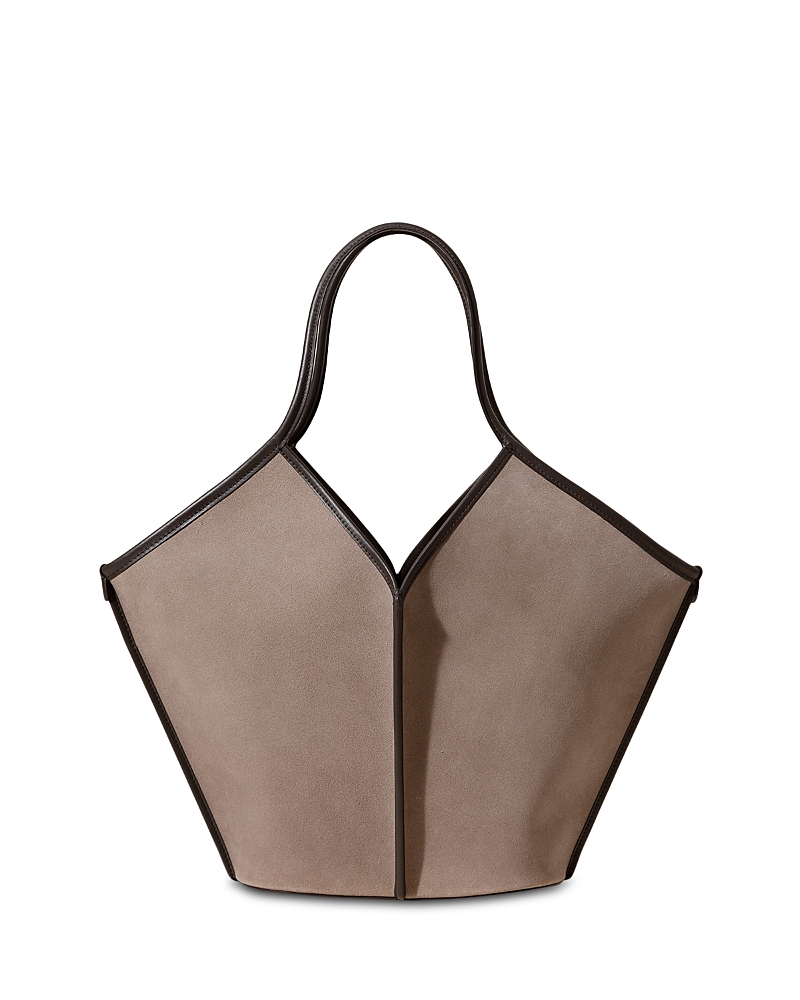 Hereu Calella Suede And Leather Tote Bag In Dark Gray Brown