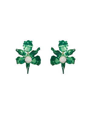 Lele Sadoughi Pave Colored Lily Statement Earrings In 14k Gold Plated In Green