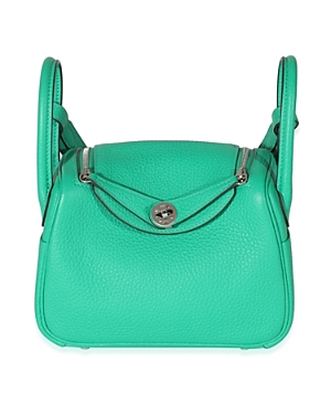 Shop Pre-owned Hermes  Hermes Mini Lindy Leather Handbag In Green