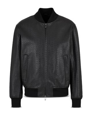 Zip Front Leather Logo Jacket