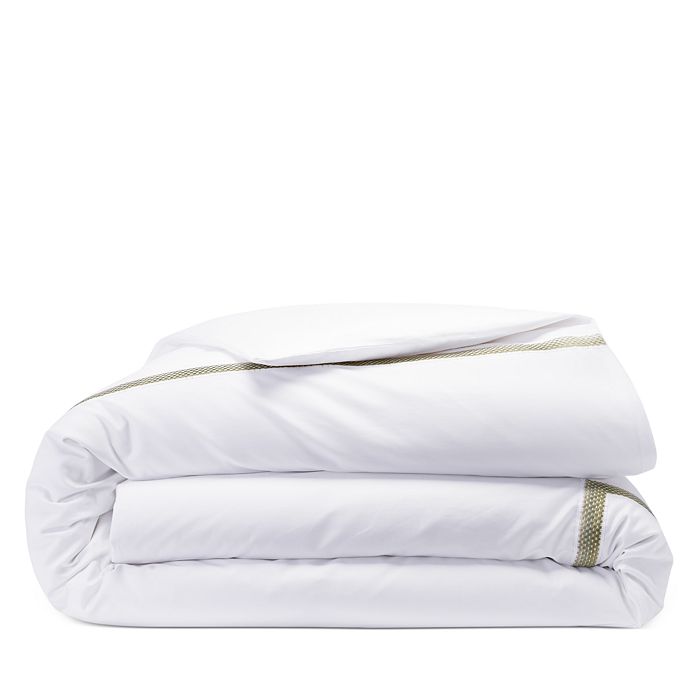 Shop Amalia Home Collection Douro Egyptian Cotton Duvet Cover, King In White/green Forest