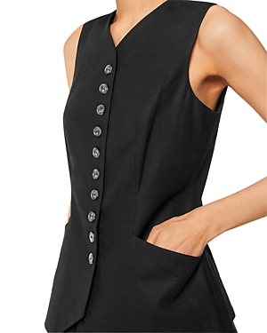 Shop Whistles Lindsey Linen Blend Vest In Black
