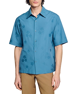 Shop Sandro Chemise Fleur Shirt In Blue