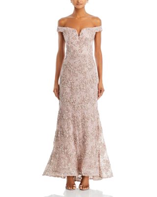 Off-the-Shoulder Embellished Lace Gown - Exclusive