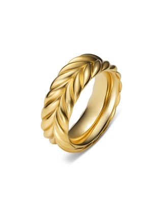 David Yurman - Men's 18K Yellow Gold Chevron Double Row Band