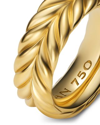 Men's 18K Yellow Gold Chevron Double Row Band, 9mm