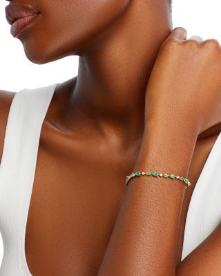 Emerald & Diamond Link Bracelet in 14K Yellow Gold